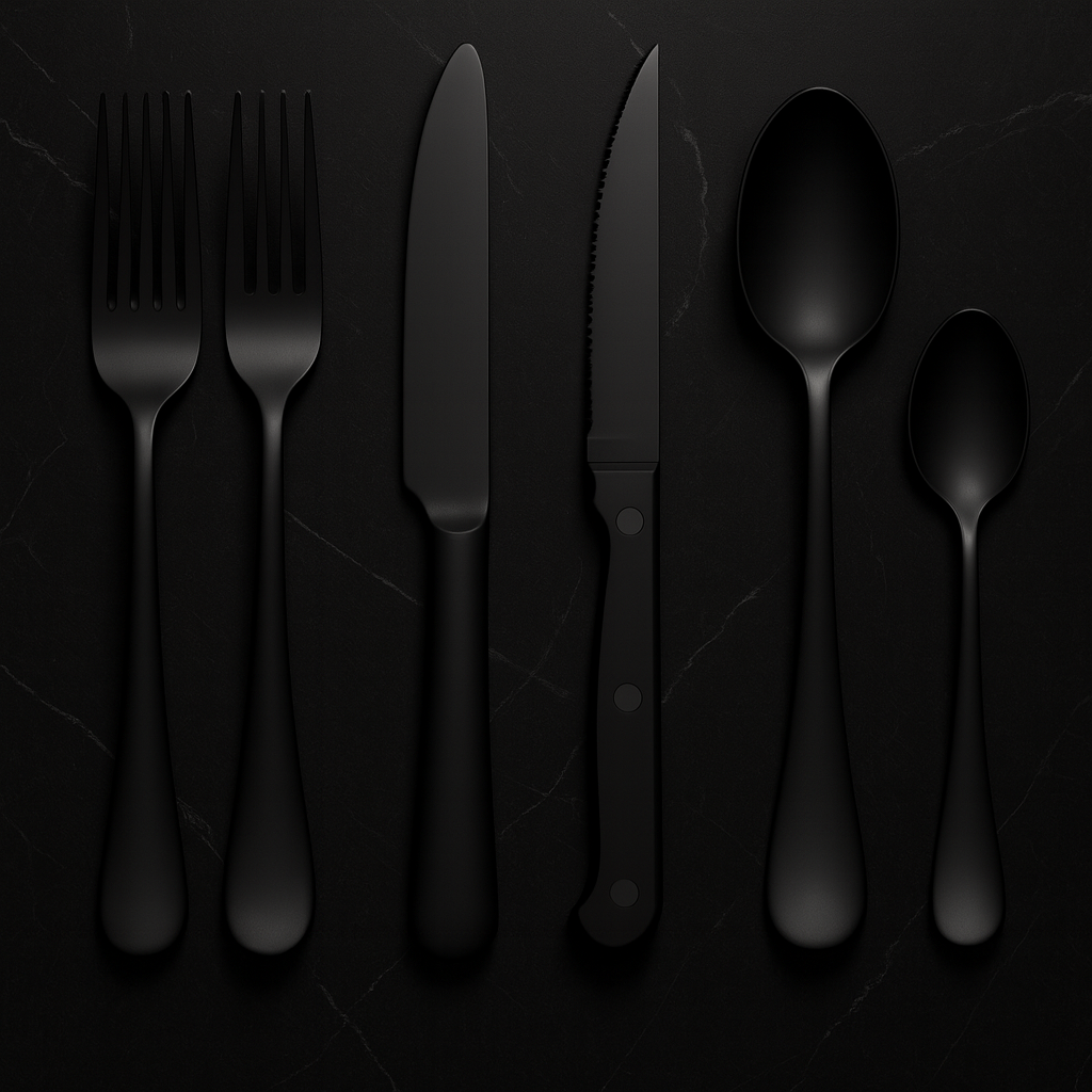Luxury Black Cutlery Set - 24-Piece Modern Flatware | The BEAR cave