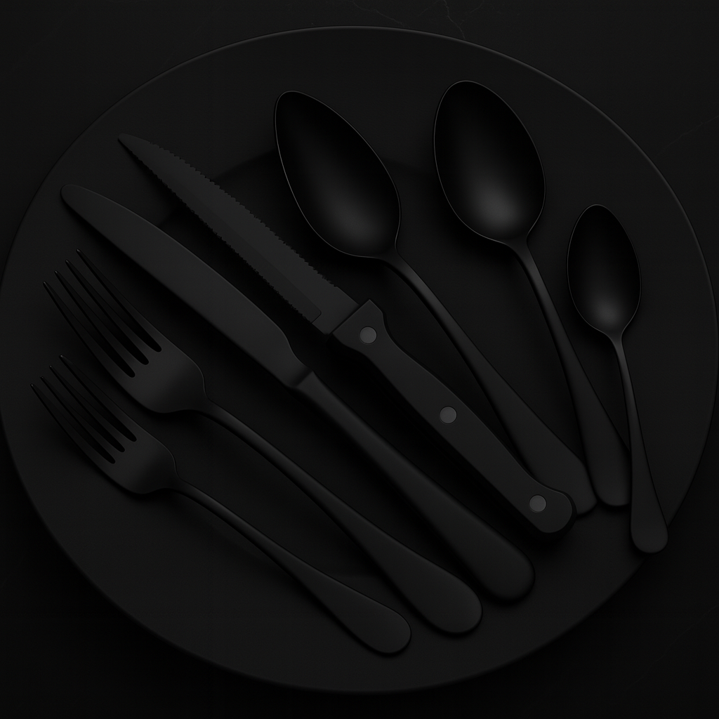Luxury Black Cutlery Set - 24-Piece Modern Flatware | The BEAR cave