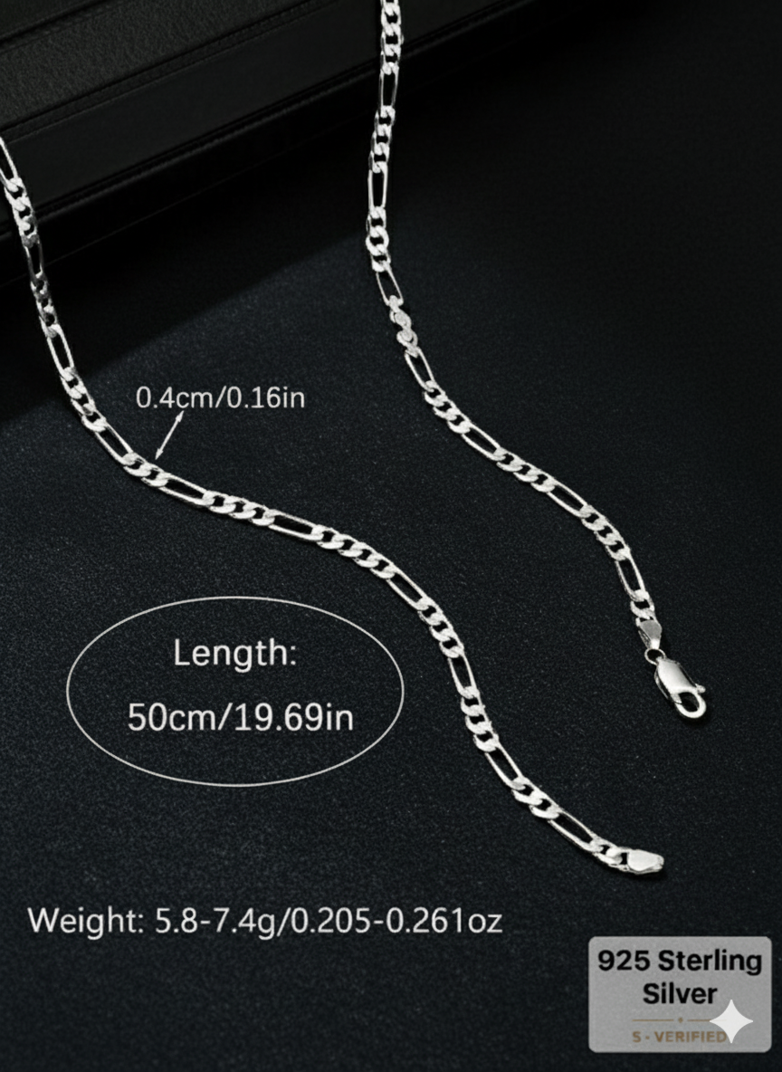 925 Sterling Silver Figaro Link Chain