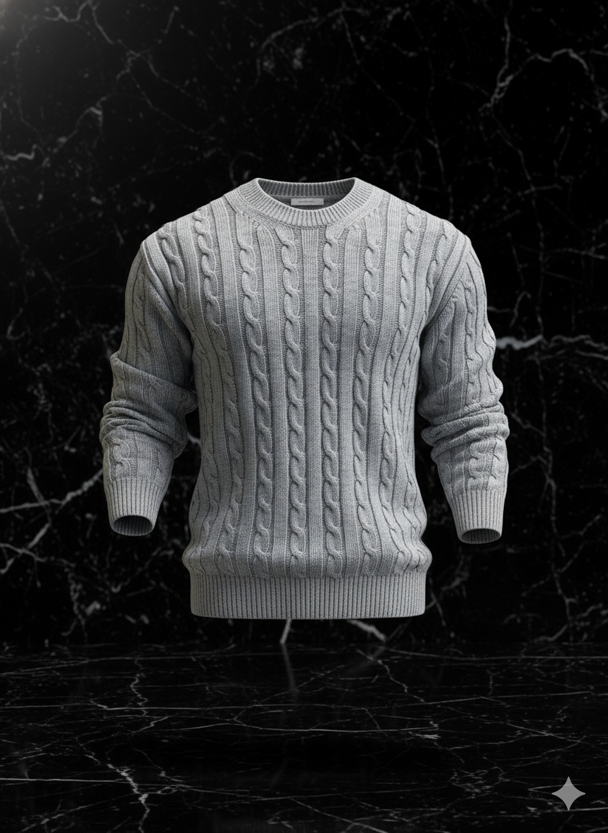 The Venetian Braid Crew - Heavy Knit Sweater | The BEAR cave