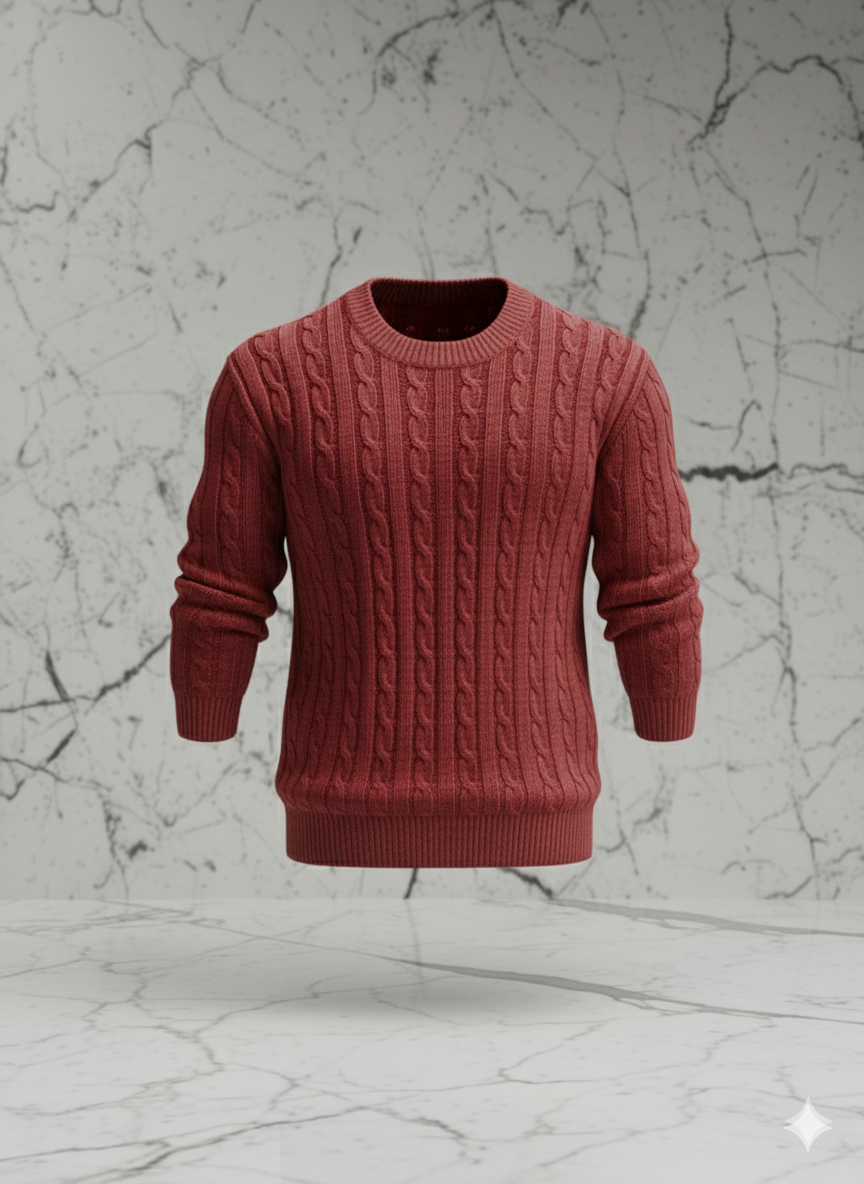 The Venetian Braid Crew - Heavy Knit Sweater | The BEAR cave