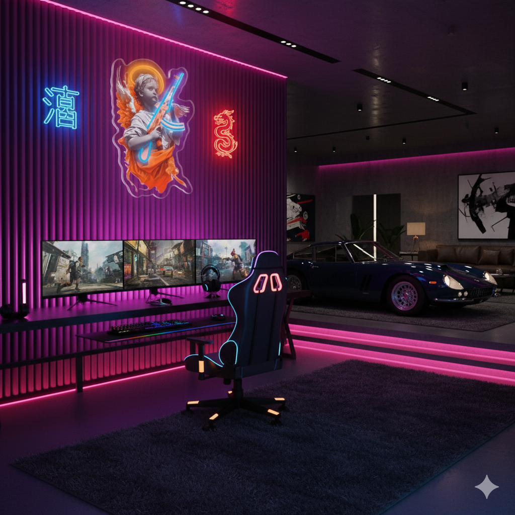 Arc Angel Foundry - Neon Angel with AK-47 Sign | The BEAR cave