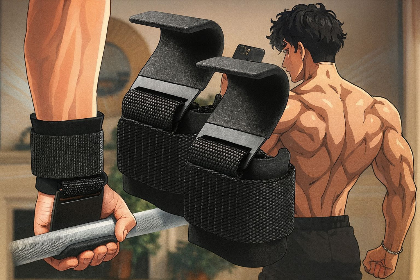 Weightlifting Wrist Hooks - For Deadlifts, Pull-Ups & Heavy Rows | The BEAR cave