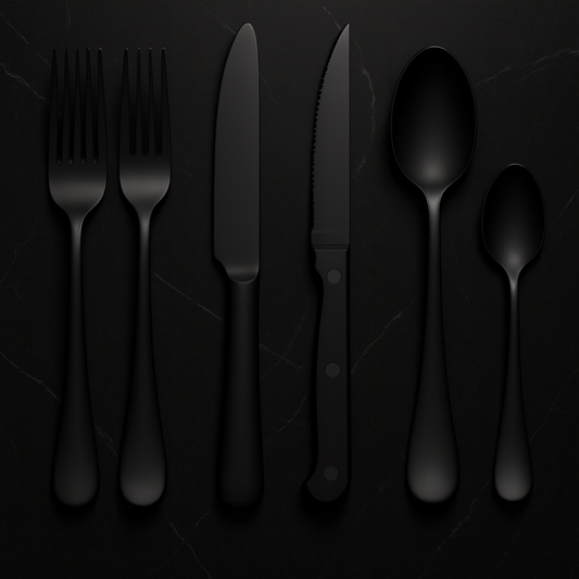 Luxury Black Cutlery Set - 24-Piece Modern Flatware | The BEAR cave