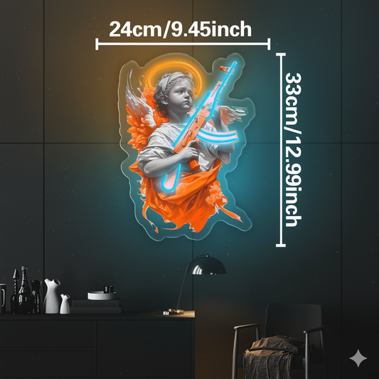 Arc Angel Foundry - Neon Angel with AK-47 Sign | The BEAR cave